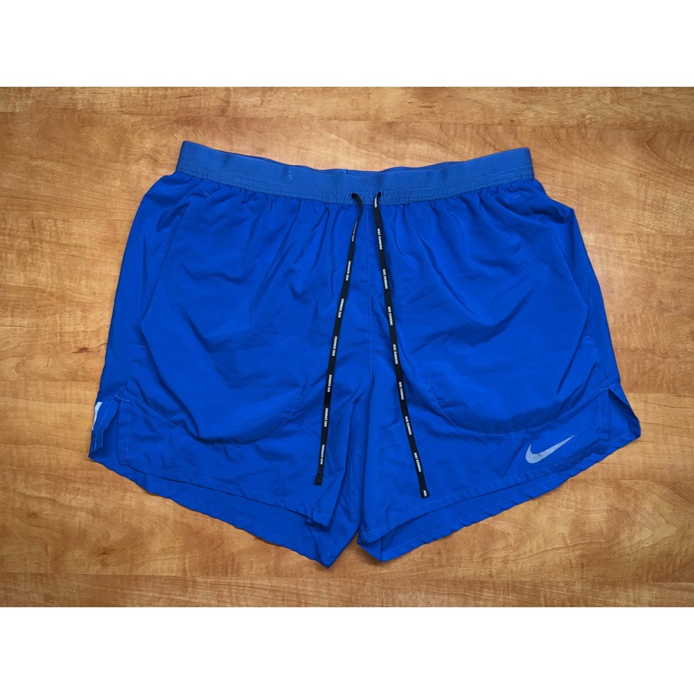 Nike Running Dri-FIT Shorts Mens Medium Blue 5 Inch Inseam Zipper Pocket Gym